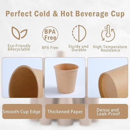 Lamosi 100 Count 3 oz Kraft Paper Cups, Disposable Small Coffee Cups, 3 Ounce Sample Cups for Bathroom, Mouthwash, Party, Picnic