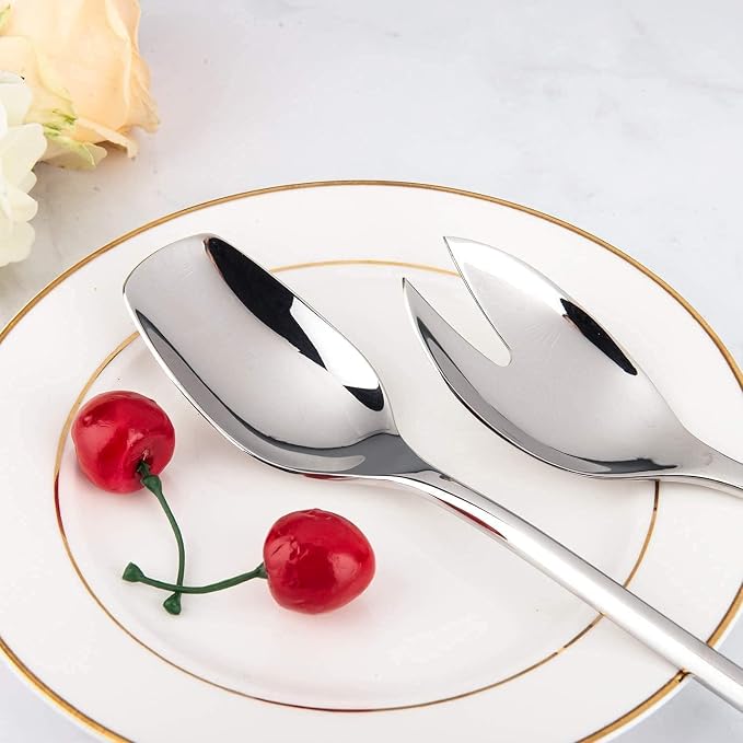 IMEEA 18/10 Stainless Steel Salad Servers Set 10-Inch Salad Spoon and Fork - Image 7
