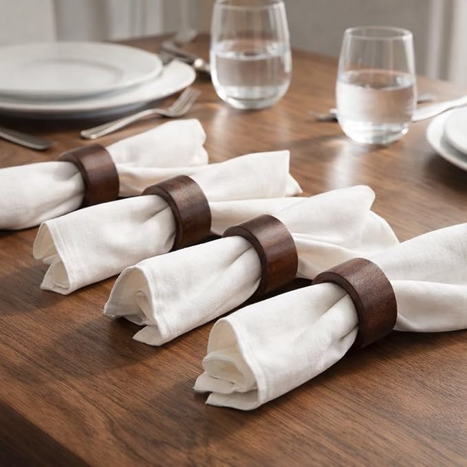 Handcrafted Wood Napkin Rings Set, Wood Napkin Holders, 2 Inch, Hand Made by - Image 6