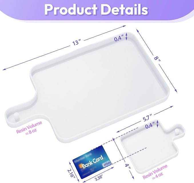 HeyClear 2Pcs Resin Tray Molds, Silicone Epoxy Resin Molds Cutting Board - Image 3
