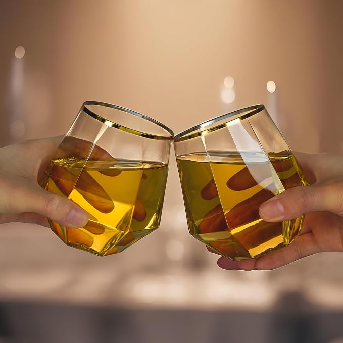 Goodluck 40PCS 12oz Diamond Stemless Plastic Wine Whiskey Glasses, Suitable - Image 8