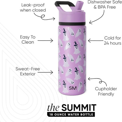 Simple Modern Halloween Kids Water Bottle | 14oz | Ghosts | Insulated Stainless - Image 3