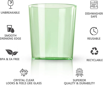 Liacere Plastic Drinking Glasses (Set of 12) 14 oz Green Reusable Plastic Glasses Colors，Kitchen Water Glasses Cup, Bar Tumbler Glassware Set for Beer, Juice, Cocktail, Whiskey, Milk