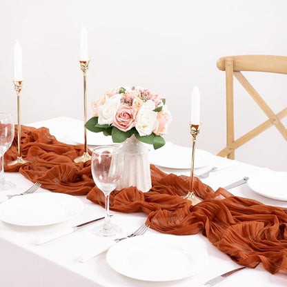 2 Pack Cheesecloth Terracotta Table Runner 10ft Rustic Gauze Decor | - Image 4
