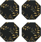 4Pcs Leather Coaster for Drinks Golden Olive Branch Cup Coasters Aesthetic by NONHAI