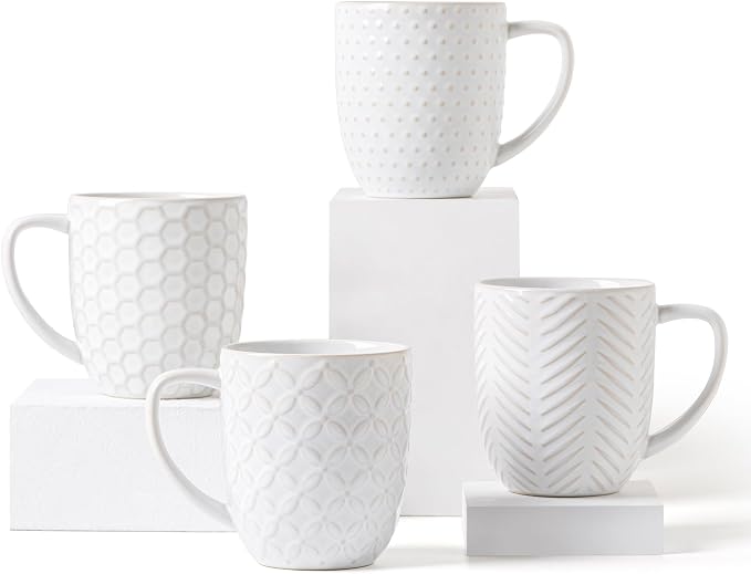 FOBENTA Ceramic Coffee Mugs Set of 4, 16 oz Coffee Cups by FOBENTA