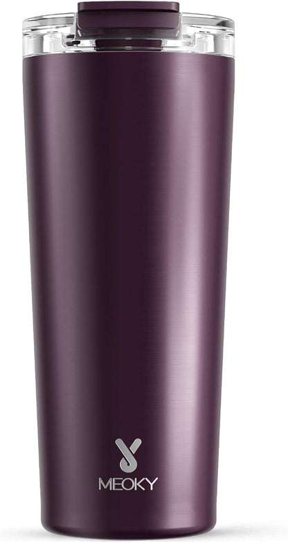 Meoky 24 oz Insulated Travel Coffee Mug: Leak Proof Lid, Plum | Stainless Steel by MEOKY