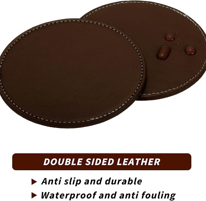 Leather Coasters for Drinks, Drink Coaster for Tabletop Protection Home Decor & - Image 4