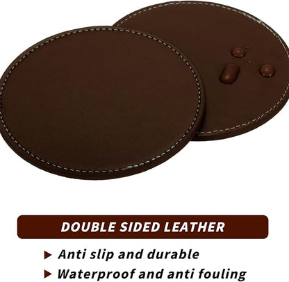 Leather Coasters for Drinks, Drink Coaster for Tabletop Protection Home Decor & - Image 4