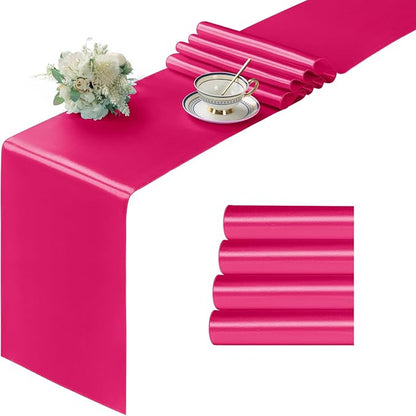 Manyshofu Hot Pink Satin Table Runner 12x72 by Manyshofu
