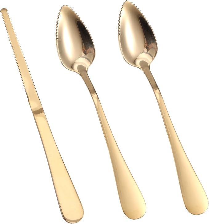 3pcs Serrated Grapefruit Spoons and Knife Set, Stainless Steel Grapefruit by BOXOB