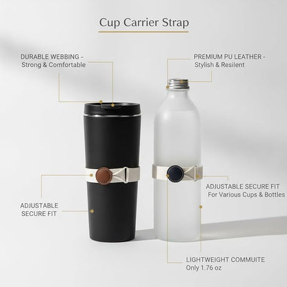 Adjustable PU Leather Cup Carrier Strap - Image 4