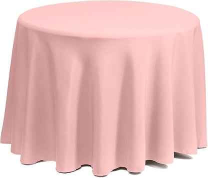 Gee Di Moda Round Tablecloth - 132 Inch Pink Round Table Cloth for 72 to 96 Inch Round Tables - Heavy Duty Washable Fabric - for Buffet Table, Holiday Party, Dinner, Wedding & Baby Shower