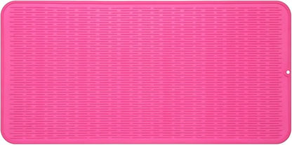 Silicone Dish Drying Mat for Multiple Usage,Easy clean,Eco-friendly,Heat-resistant Silicone Mat for Kitchen Counter or Sink,Refrigerator or Drawer Liner Rose 5XL 36inches x 18inches