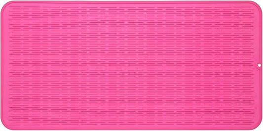 Silicone Dish Drying Mat for Multiple Usage,Easy clean,Eco-friendly,Heat-resistant Silicone Mat for Kitchen Counter or Sink,Refrigerator or Drawer Liner Rose 5XL 36inches x 18inches
