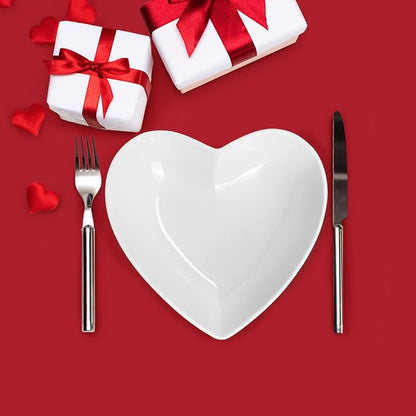 2pcs Porcelain Heart Shaped Plates Deep Salad Plates, 8 inch Large Heart Bowls - Image 5
