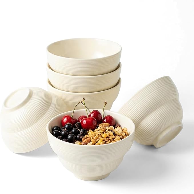 Ceramic Cereal Bowls Set of 6, 24.5 oz Soup Bowls, 6 Inch | Stackable ceramic by OniAnt