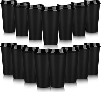 Domensi 15 Pack Reusable Plastic Coffee Cups by Domensi