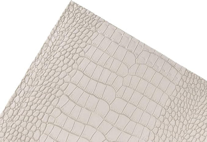 Waterproof PU Placemats, Faux Leather Hardboard Place Mats, Set of 8 Table Mats, Easy to Clean, Heat & Stain Resistant for Office Conference Table, Dining Home Decor, White