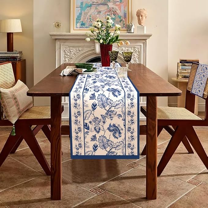 WRAPAHOLIC Blue Floral Table Runner - Image 3