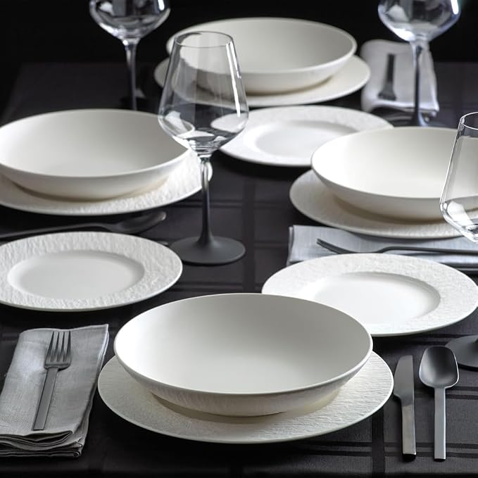 Villeroy & Boch Manufacture Rock Blanc 12 Piece Dinnerware Set, made in Germany - Image 8