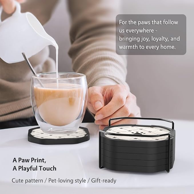 UMIRRO Absorbent Felt & Silicone Coasters Set of 6 - Image 2