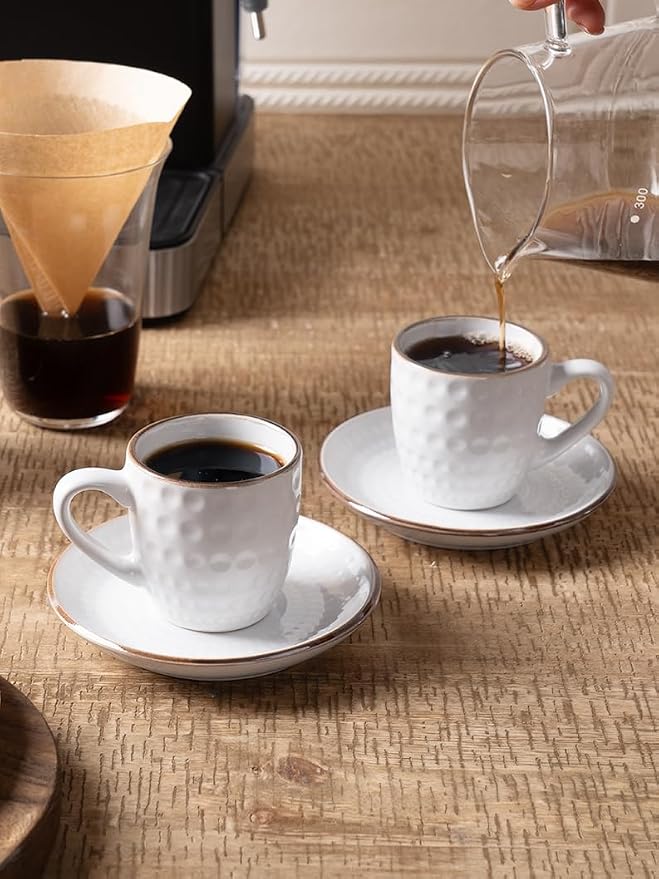 famiware 3oz Espresso Cups and Saucers, Stoneware Demitasse Cup - Image 4