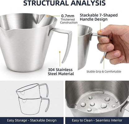 2Pc Espresso Measuring Cups, Double Spouts Stainless Steel, Sliver | Espresso - Image 6