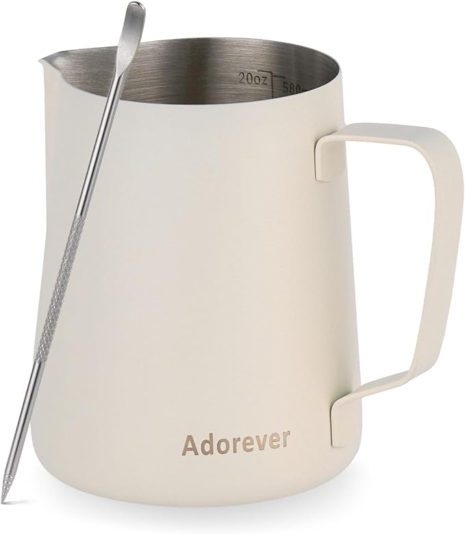 Milk Frothing Pitcher, 600ml/20oz Steaming Pitchers Stainless Steel Milk Coffee by Adorever