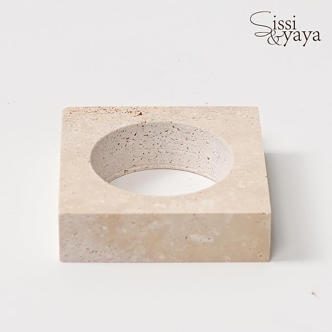 Natural Beige Travertine Napkin Ring - Image 3