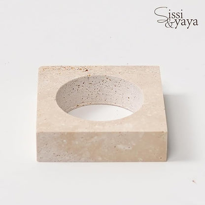 Natural Beige Travertine Napkin Ring - Image 3