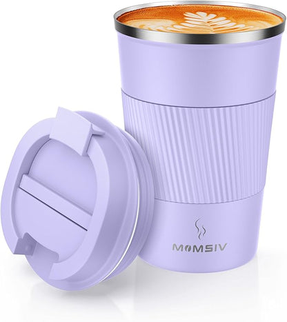 MOMSIV 12oz Travel Coffee Mug, Insulated Coffee Cup by MOMSIV