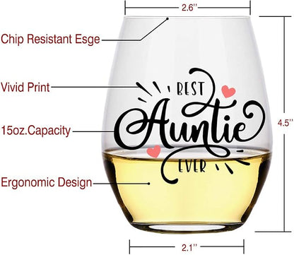 Perfectin Soy Aunt Gift: Auntie Wine Glass, 15 Oz, Mother's Day, Baby - Image 2