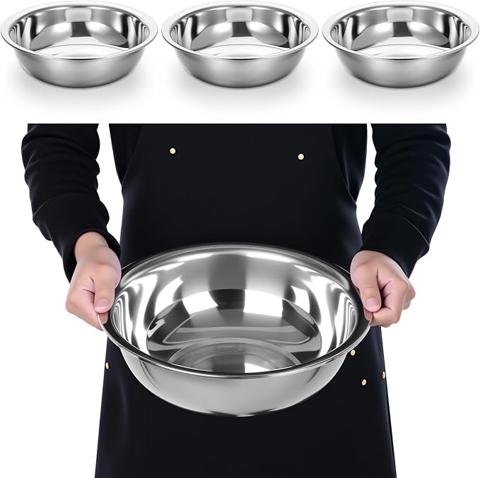 4 Pcs Stainless Steel Mixing Bowl Nesting Metal Prep Salad Bowl Extra Large by Unknown