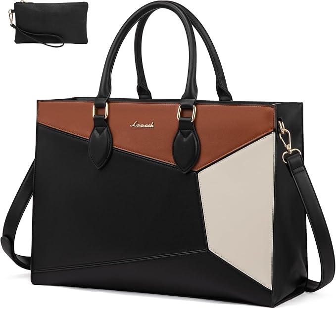 LOVEVOOK Laptop Bag for Women, 15.6 lnch Waterproof Lightweight Leather Tote Bag by LOVEVOOK