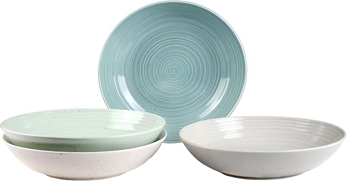 Sango Siterra Artist's Blend Stoneware Pasta Bowls Multi Assorted Colors– by Sango
