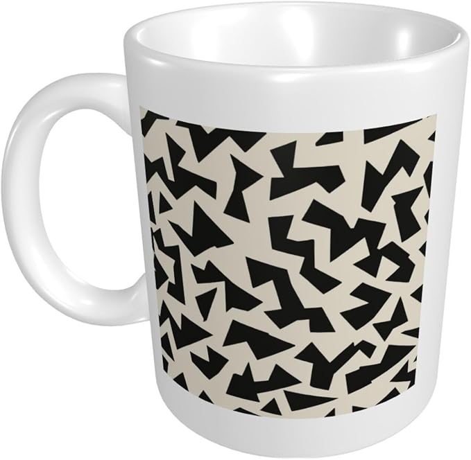 Minimalist Fragmented Angular Shapes Ceramic Cup, Elegant Coffee Mug Tee - Image 3