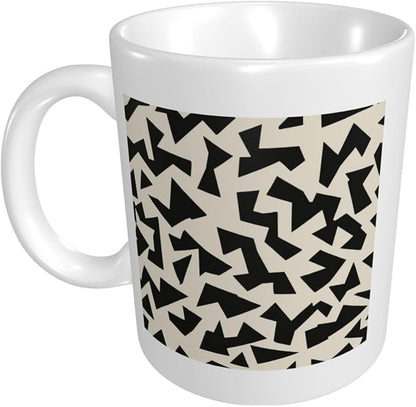 Minimalist Fragmented Angular Shapes Ceramic Cup, Elegant Coffee Mug Tee - Image 3
