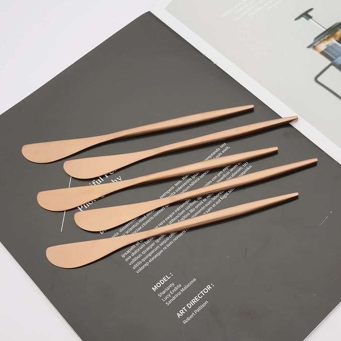 10 Pack Rose Gold Cheese Spreader Knife, Uniturcky Stainless Steel Butter - Image 2