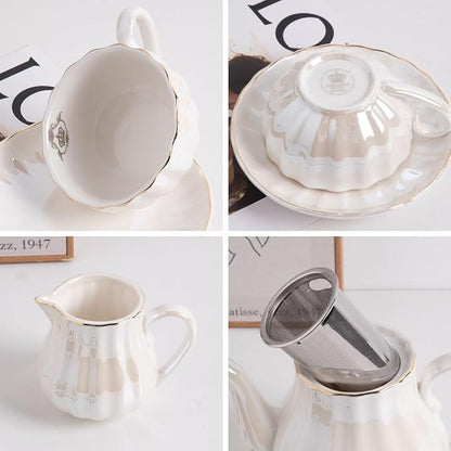 Sweejar Porcelain Tea Sets British Royal Series, 8 OZ Cups& Saucer Service - Image 4
