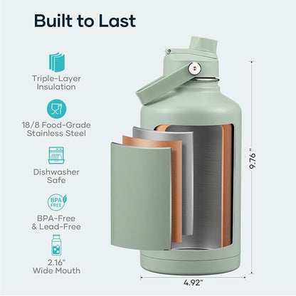 BUZIO 64 oz Insulated Stainless Steel Water Bottle - Image 4