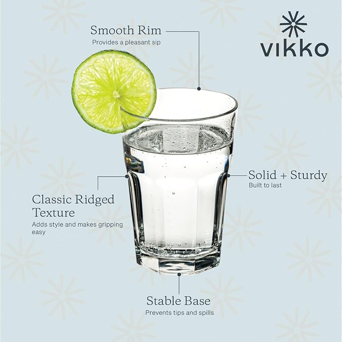 Vikko Drinking Glasses, 11.5 Ounce Glass Cups, Durable Glasses Drinking Set of 6 - Image 3