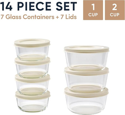 14-Piece Glass Food Storage Containers Set | 1-Cup & 2-Cup, Leakproof | - Image 2