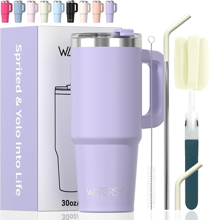 20 oz Tumbler with Handle, Tumbler with Lid and Straw, Double Wall Insulated by Watersy