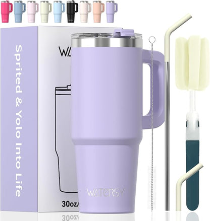 20 oz Tumbler with Handle, Tumbler with Lid and Straw, Double Wall Insulated by Watersy