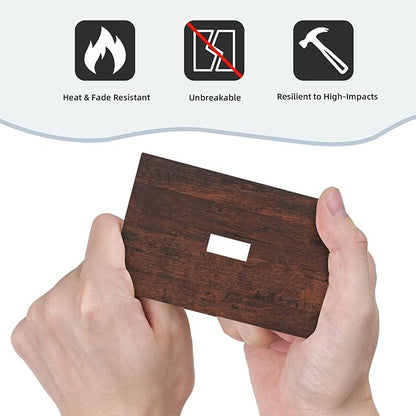 Decorative Light Switch Cover Brown Red Rustic Wood Grain Retro Farmhouse 1 Gang Wall Plate Cover Single Toggle Outlet Covers Switchplate Electrical Faceplate for Farmhouse Cabin Decor（2 Pack）