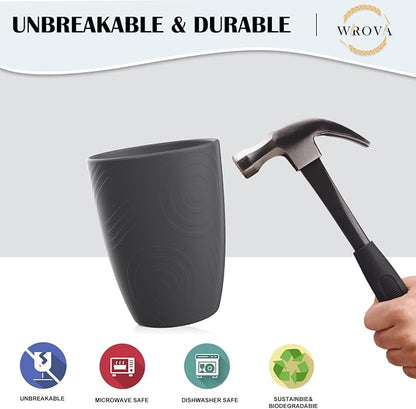 Wrova Wheat Straw Cups 8 PCS Good Alternative to Plastic Cups 12 oz Unbreakable - Image 5