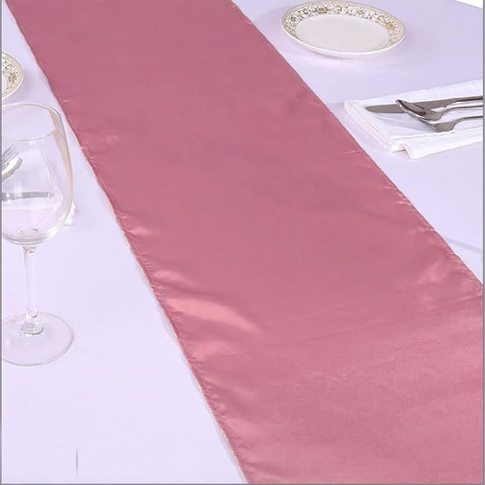 Pack of 10 Satin Dusty Rose Table Runners 12 x 108 Inches - Image 3