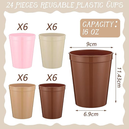 Yungyan 24 Pcs Reusable Plastic Cups 16 Oz Baby Shower Cups - Image 3