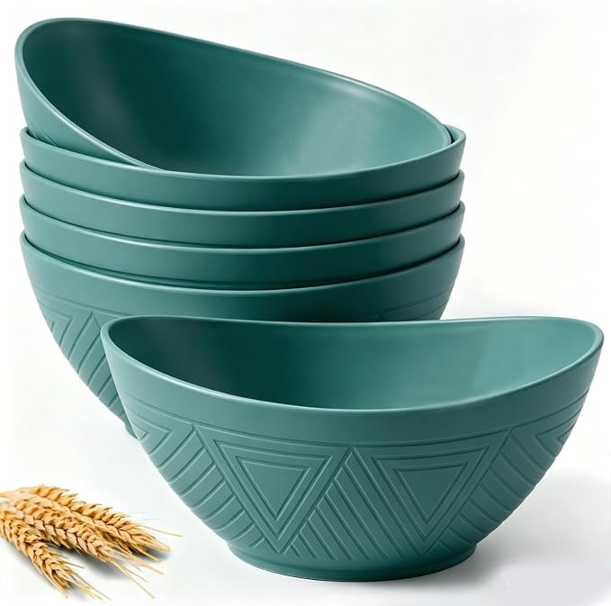 Salad Bowls 6 PCS Wheat Straw Bowls - 60oz Large Serving Bowl - Microwave and by HOMIENLY